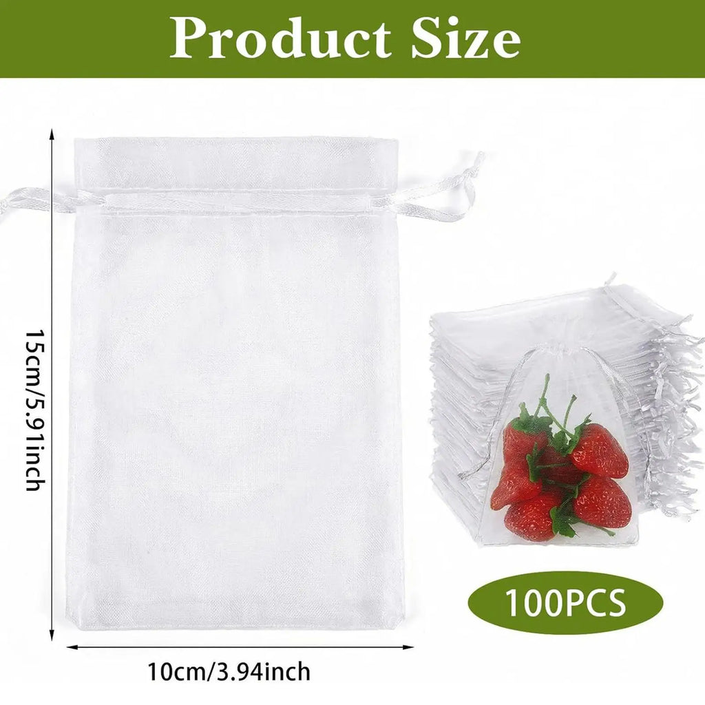 Fruit Protection Bags Reusable Protectors Netting Barrier 100 Pieces Fruit Trees Netting Bags For Grapes Tomato Strawberry Qme