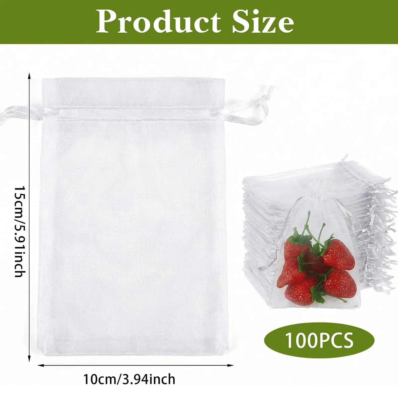 Fruit Protection Bags Reusable Protectors Netting Barrier 100 Pieces Fruit Trees Netting Bags For Grapes Tomato Strawberry Qme