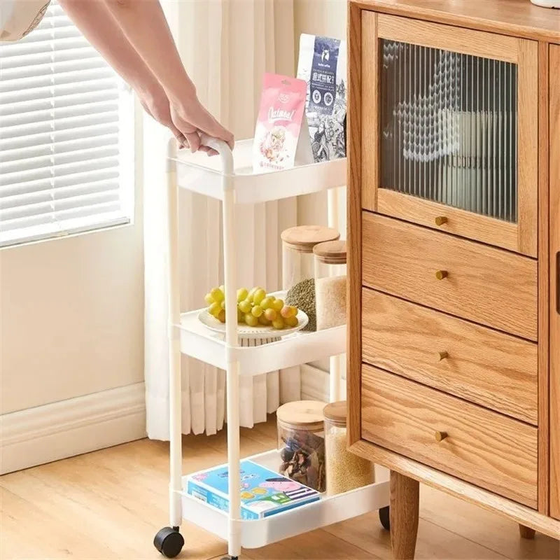 Trolley Handlebar Storage Rack Floor-standing Multi-layer Kitchen Qme