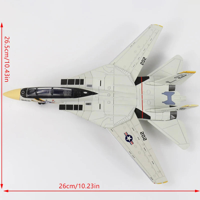 1 72 Scale F-14 Tomcat Fighter Jet Model White Black ABS Plastic Qme