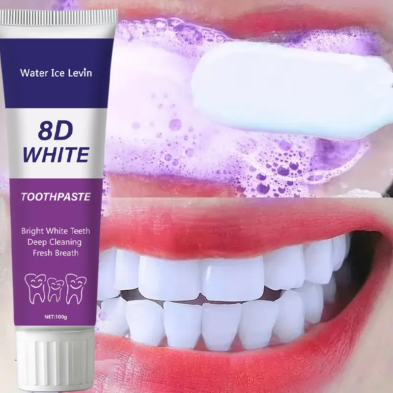 Purple Teeth Whitening Toothpaste - Alcohol-Free, Sulfate-Free, Rich in Apatite, Deep Cleaning and Mineral Regeneration Qme