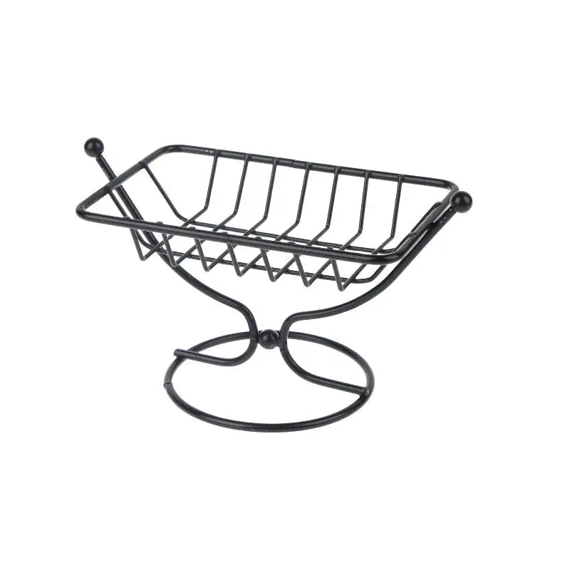 Square Metal Soap Dish Holder Rustproof Wire Rack Creative Draining Qme Black