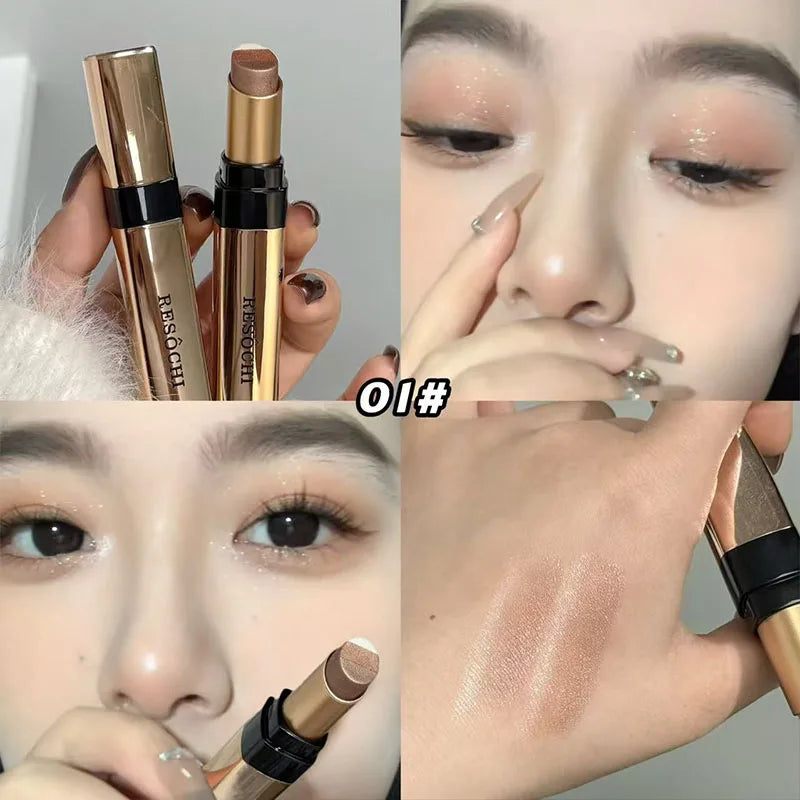 Three Gradient Pearlescent Eye Shadow Stick Water&sweatproof Qme NO.R01-1