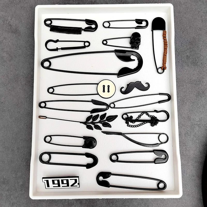 Fashion Dark Large Pins For Clothing Smooth Metal Safety Pins Jeans Dress Scarf Adjustable Pins Qme