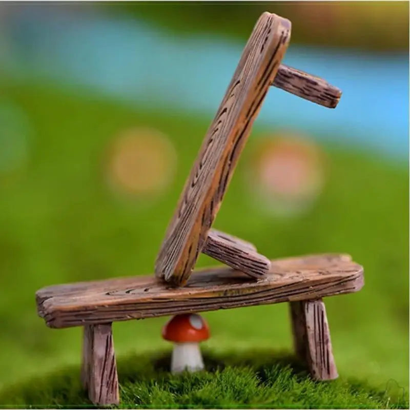 1 Mini Wooden Chair Pendant Moss Micro Landscape Couple Love Resin Qme