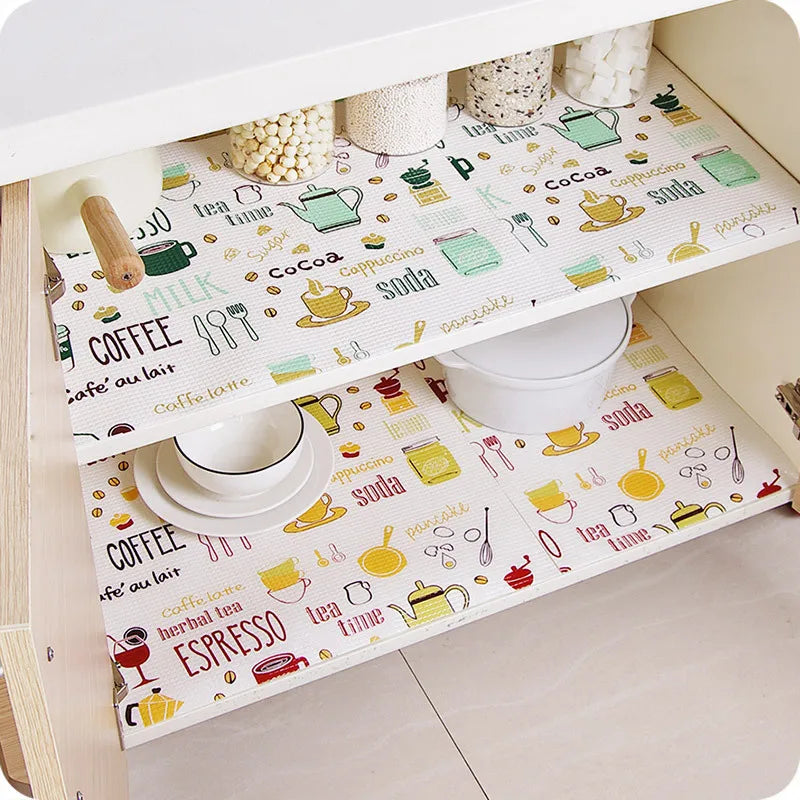 1 Roll Can Cut Table Mat Drawers Cabinet Shelf Liners Cartoon Cupboard Placemat Waterproof Oil Thickened Kitchen Stickers Qme