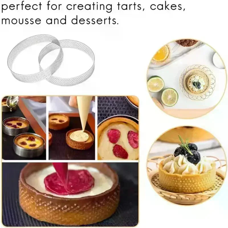 5/6/7/8CM Classic 304 Stainless Steel Mousse Ring Cake Mold With Hole Tart Bottom Tower Fruit Pie Quiches Baking Tool Qme