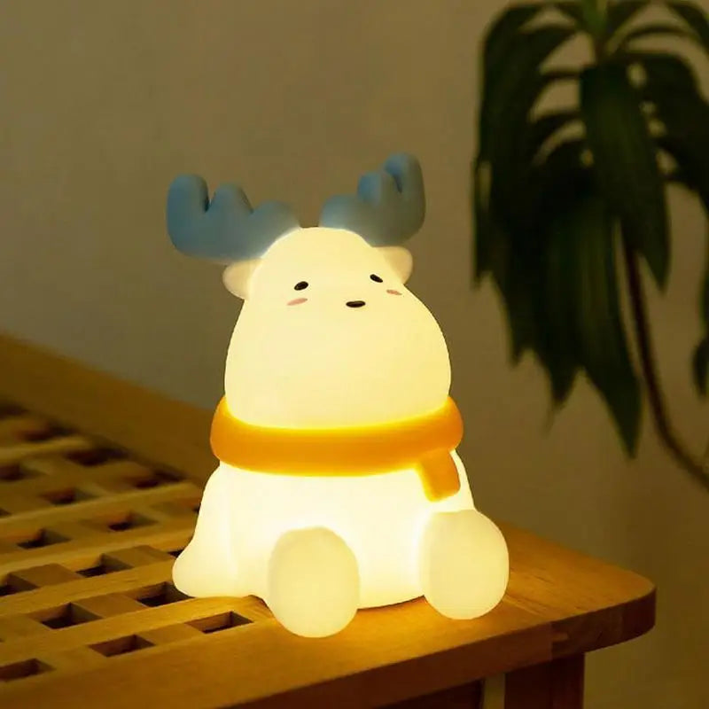 Reindeer Night Light Cute Silicone Elk Lamp Kids Dimmable Qme