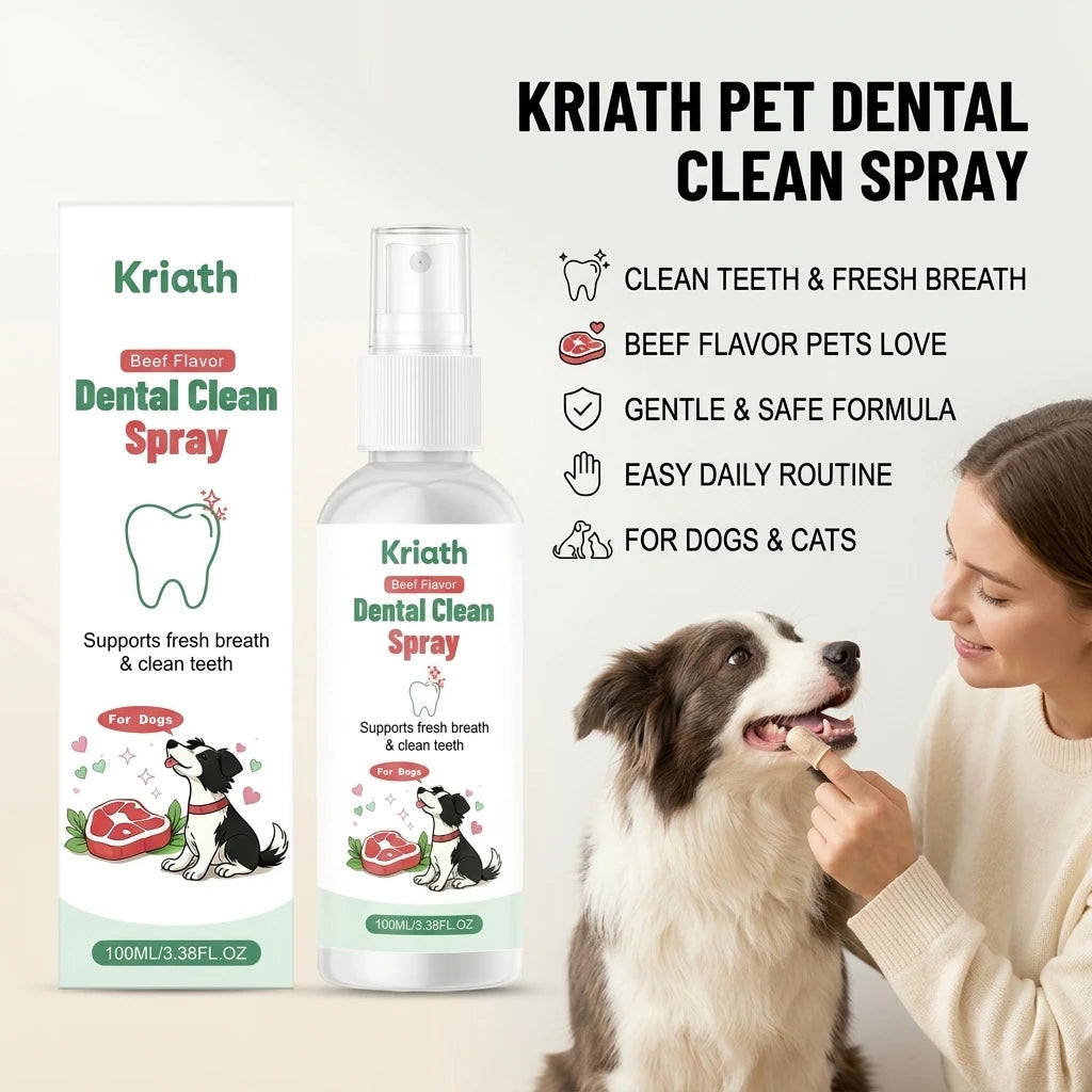 Pets Dental Cleaning Spray Remove Tartar Plaque Soothe Gums Eliminate Bad Breath Reduce Bacteria No-Brush Dog Oral Care Solution Qme