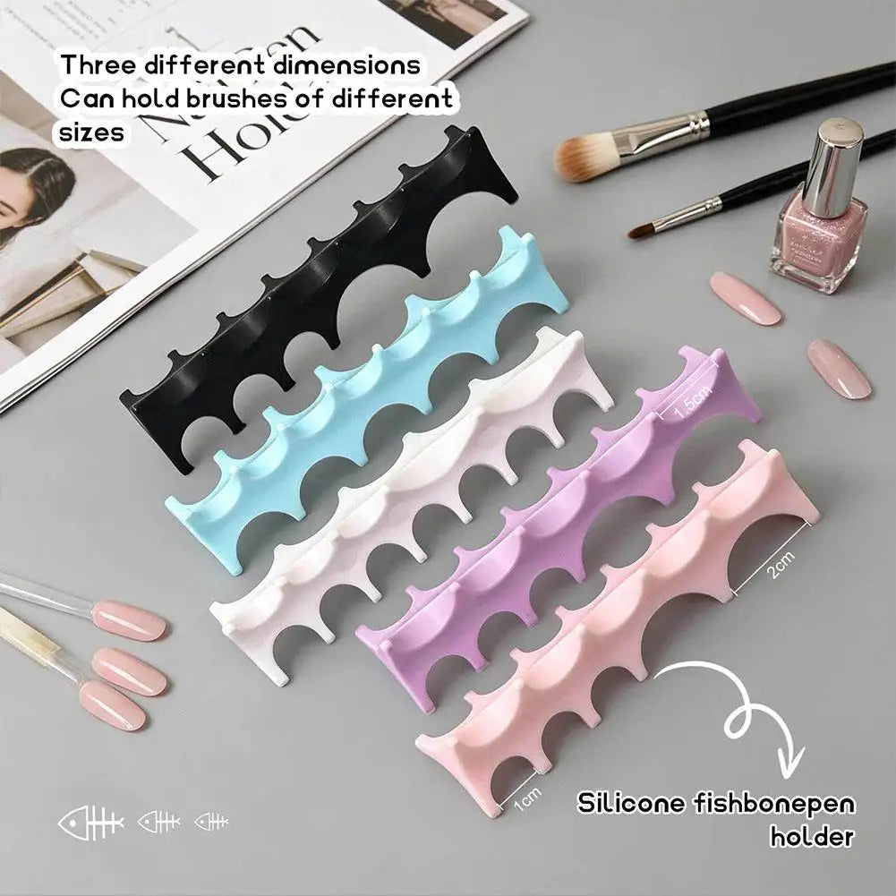 Soft Silicone Nail Pen Holder Brush Rack Shelf UV Gel Brush Display Stand Makeup Painting Pen Rest Organizer Stander Manicure Qme