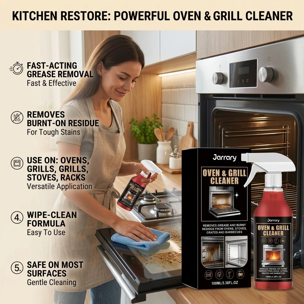 Oven & Grill Cleaning Spray Decompose Oil Stains Remove Food Residues Fast-Acting Foaming Formula Convenient Kitchen Degreaser Qme