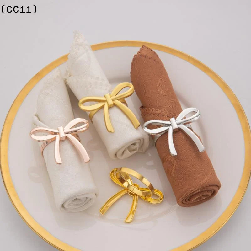 Gold Bow Napkin Ring Reusable Holder Suitable Valentine's Day Parties Qme