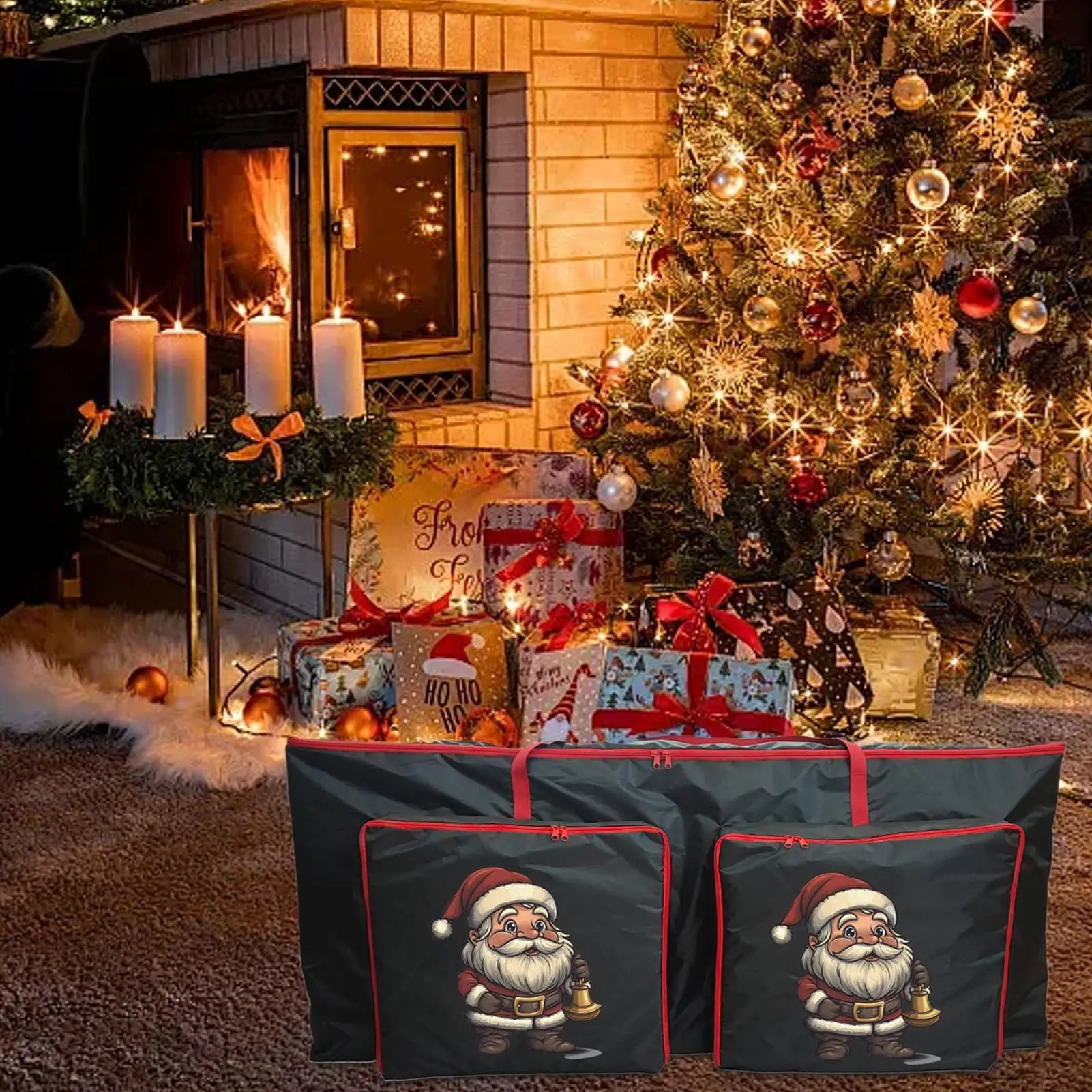 Christmas Tree Storage Waterproof Christmas Artificial Wreath Organizer Pouch Dustproof Bag For Holiday Ornaments Lighting Qme
