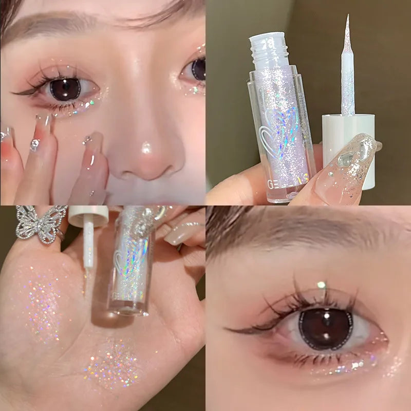 Sparkling Pink Sequins Liquid Eyeshadow Pigmented Shimmer Eye Liner Pointed Pen Loose Glitter Glue For Eye Crystals Makeup Tool Qme 01