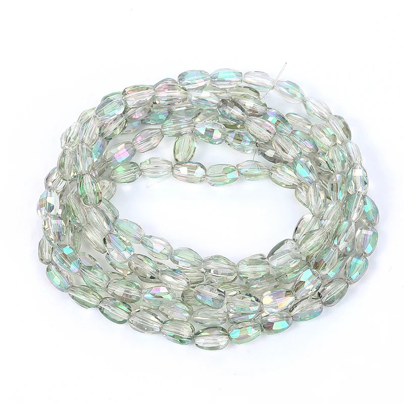 10 Colors 6x8mm Faceted Glass Beads Loose Craft Spacer Beads for DIY Jewelry Bracelet Necklace Earring Keychain Making Crafts Qme Color 8 6x8mm-70pcs