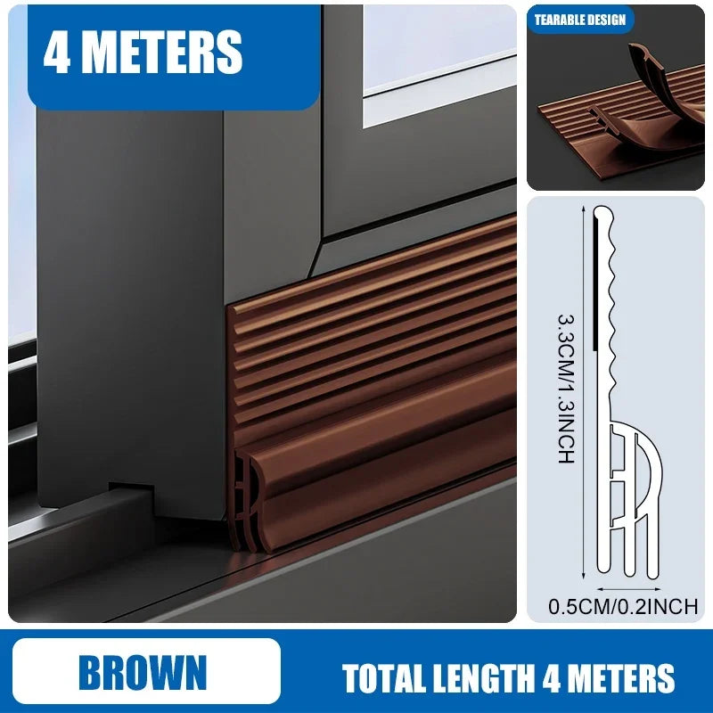 2 4M Self Adhesive Window Door Seal Strip Windproof Soundproof Qme Brown 4M