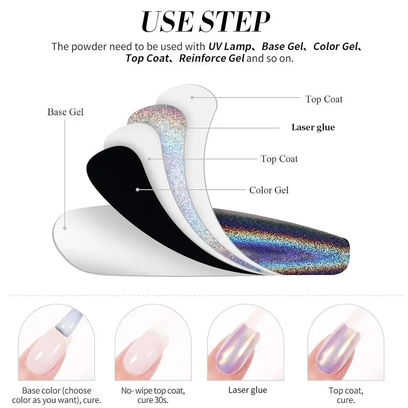 Rainbow Sparkle Holographic Nail Polish 7ml Multichrome Laser Glitter Nail Lacquer Quick-Dry Salon Professional Nail Art Polish Qme