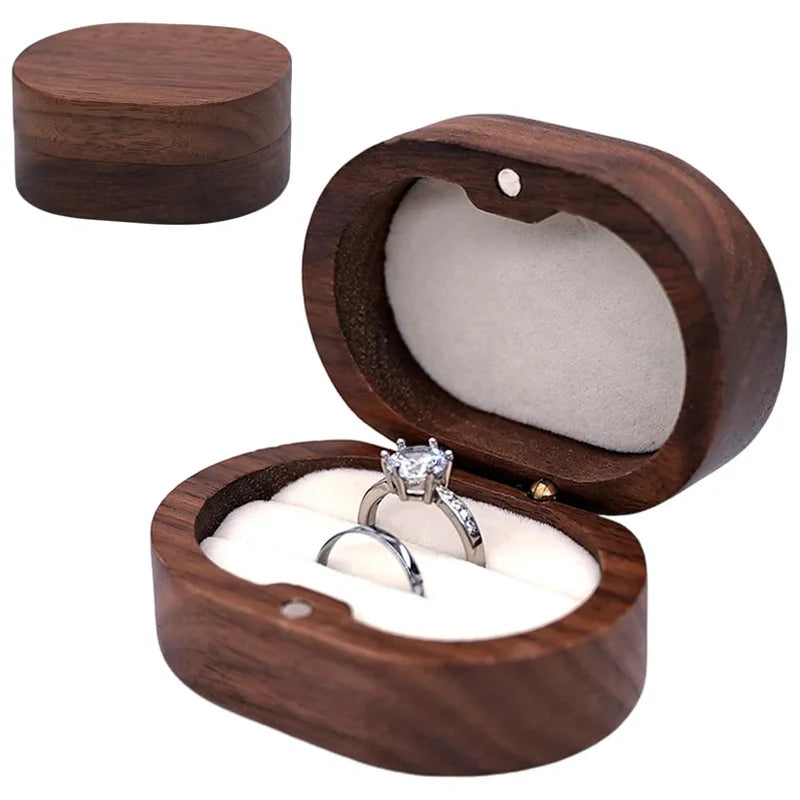 Hot Sale Solid Wood Jewelry Organizer (Black Walnut) - Jewelry Display for Earrings Couples Rings Jewelry Case Valentine Gift Qme