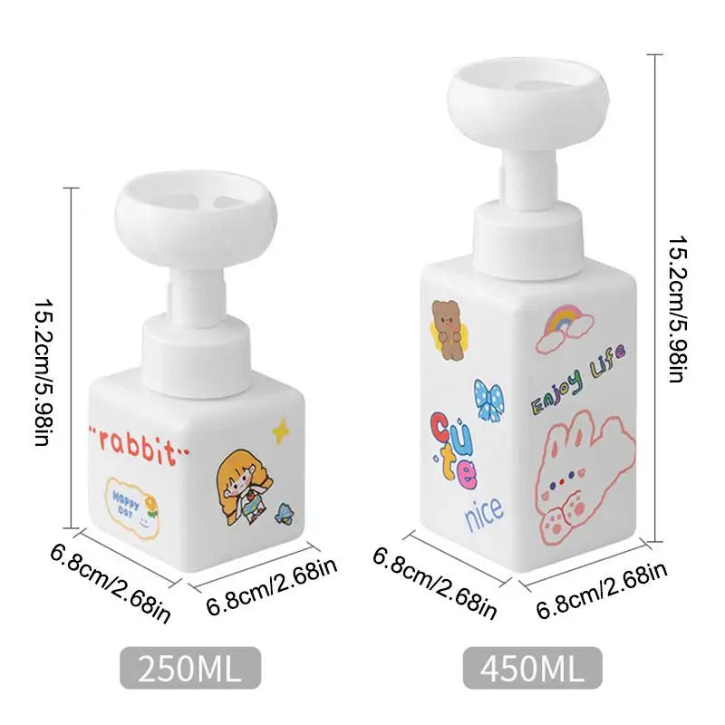 250 Flower-shaped Foam Pump Dispenser Square Plastic Bottle Hand Soap Qme