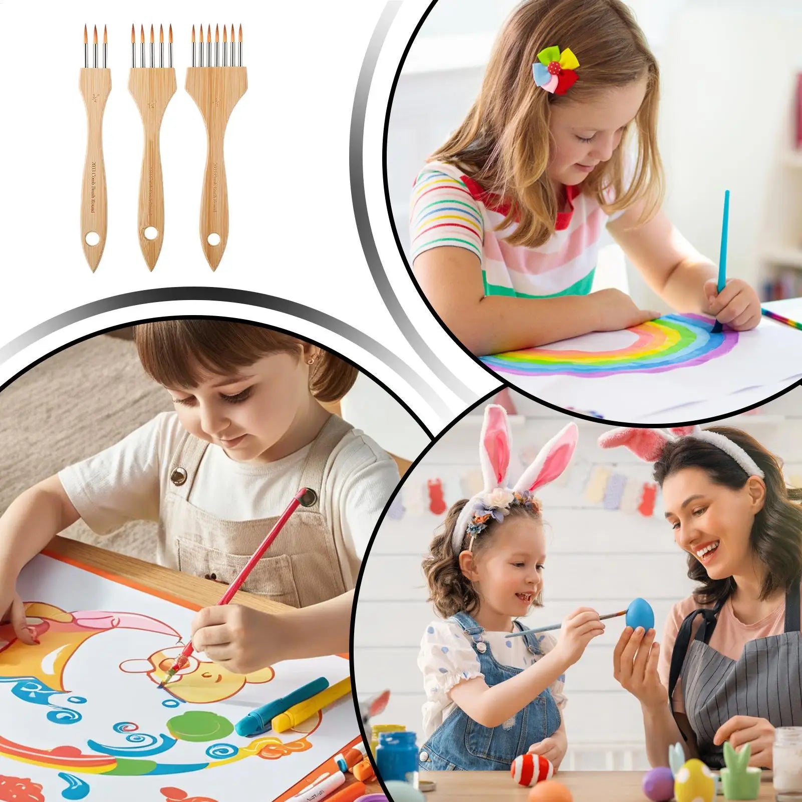 Acrylic Paint Brush Set 3 Piece Texture Nylon Wool Watercolor Paintbrush For Beginners Adults Craft Pottery Canvas Fabric Qme