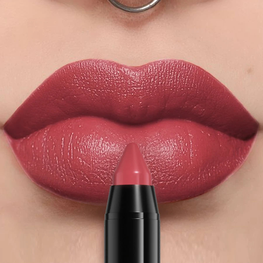 16 Nude Brown Lipliner Pen Waterproof Lipstick Sexy Red Matte Contour Qme 12