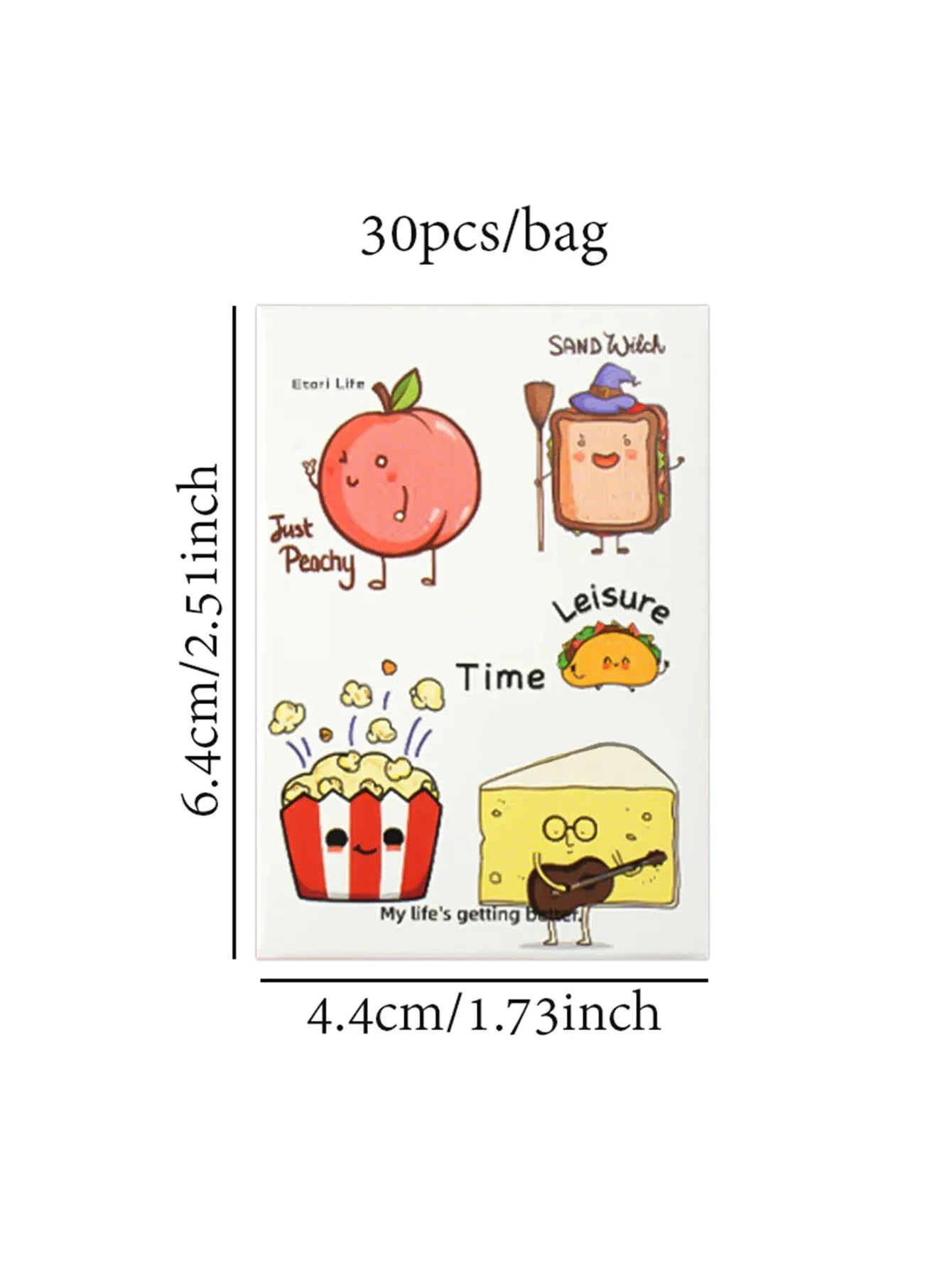 30 Sheets/Box Self-adhesive Sticker Kawill Dessert Character Creative Hand Tent Collage Material DIY Card Cup Sealing Sticker Qme 1 Box