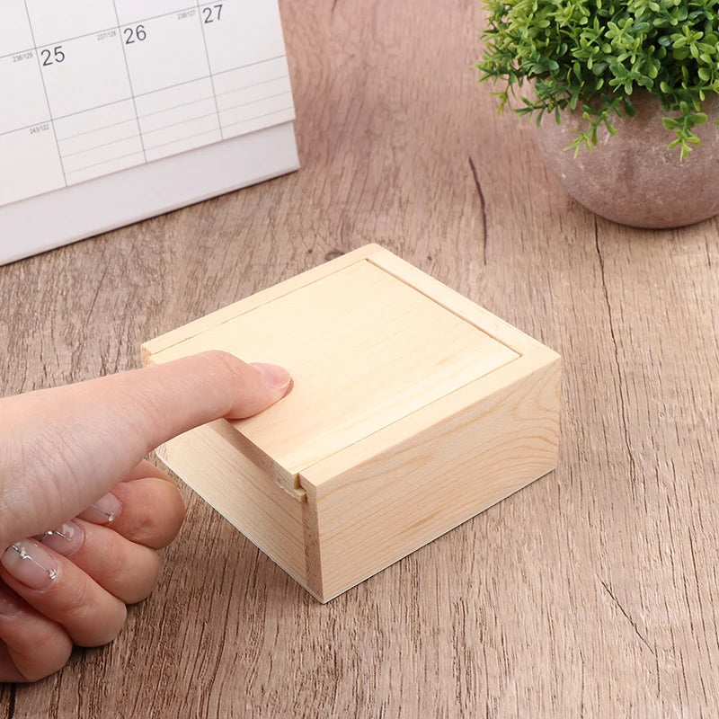 Wood Jewelry Box Storage Home Decoration Wooden Unfinished Slide Qme