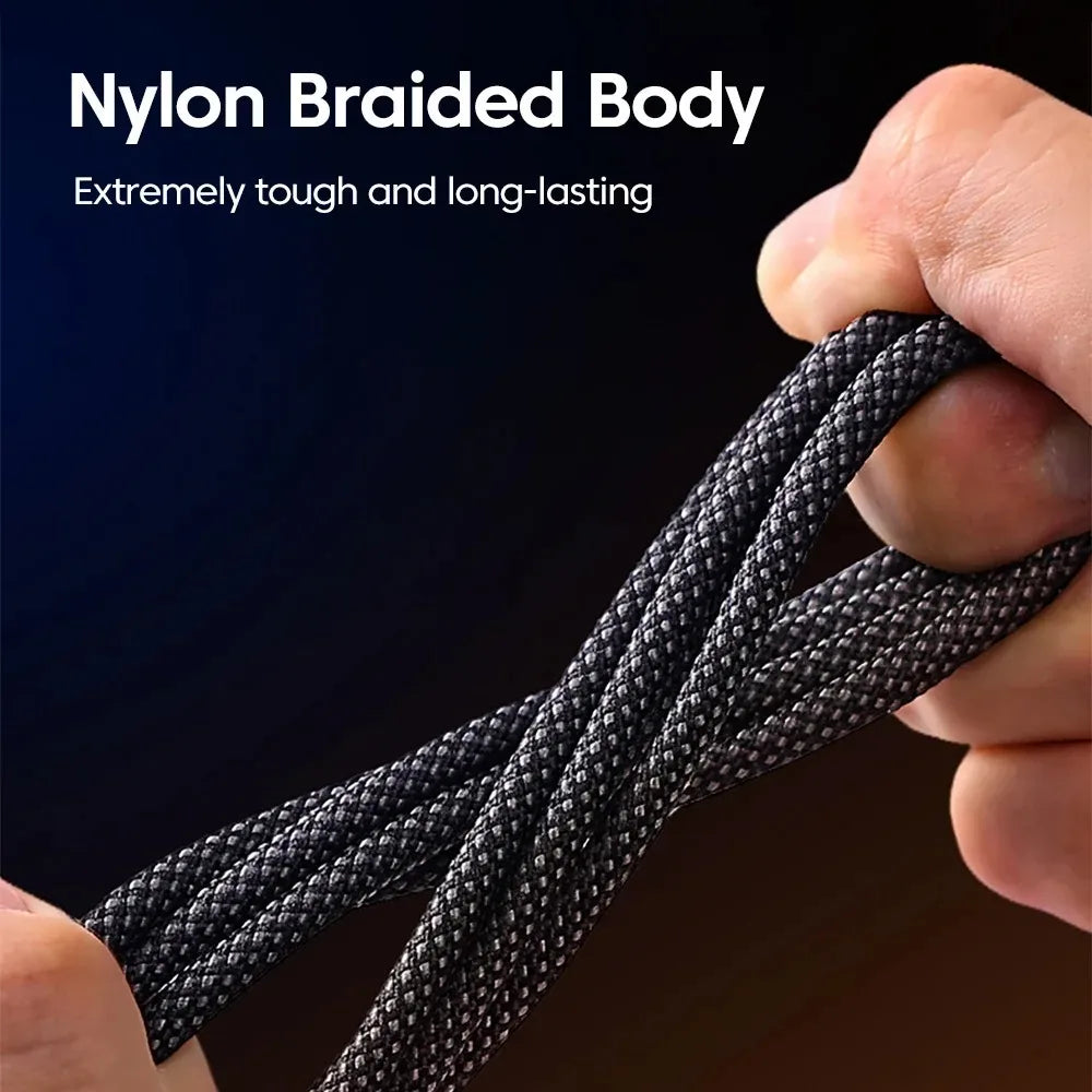 240W Type C To USB 10A Quick Charging USB C Cable Nylon Braided Transparent Type C Charger Wire for Samsung Huawei Xiaomi Line Qme