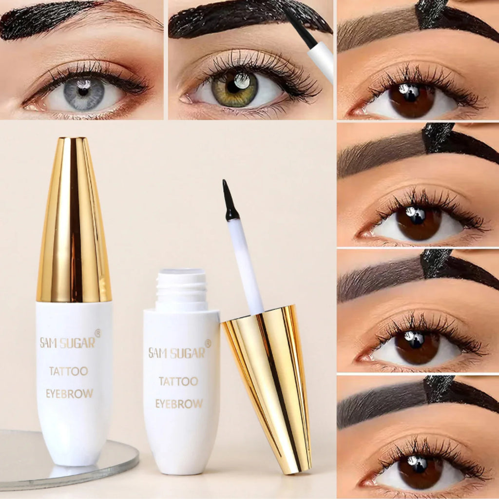 4 Colors Peel Off Eyebrow Tint Gel Waterproof Eyebrow Tattoo Cream Natural Wild Brows Smudge Proof Makeup with Fine Tip Brush Qme