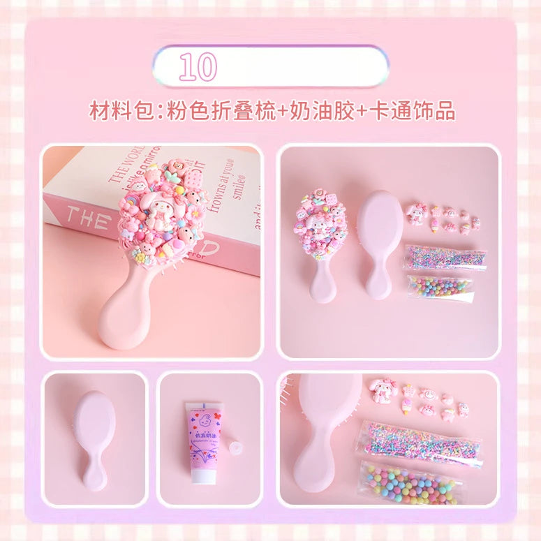 Hello Kitty Kuromi DIY Cream-colored Air-cushion Comb Materials