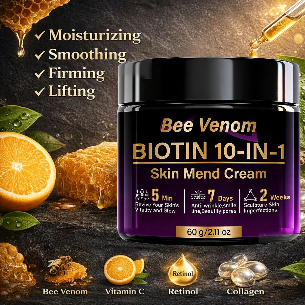 Bee Venom Biotin 10-in-1 Skin Mend Cream, Anti-Wrinkle & Anti-Aging, Fast Revitalizing & Firming, 5 Min Glow Qme
