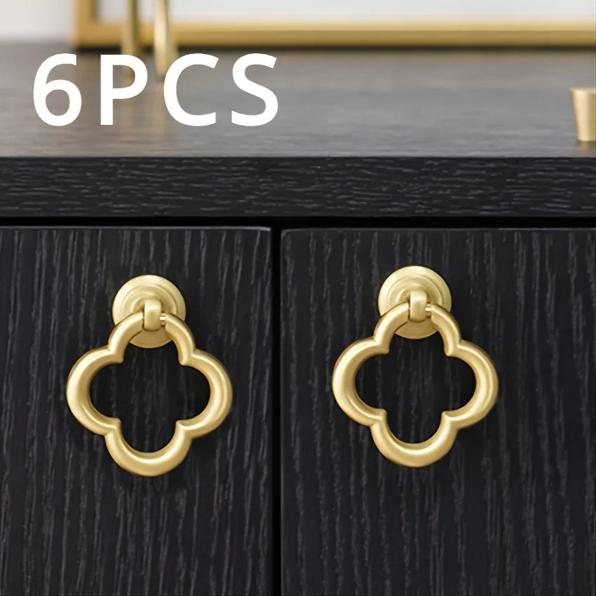 Cabinet knob drawer knob, zinc alloy gold knob, suitable for dressing table, kitchen, bathroom cabinet handles Qme 6pcs