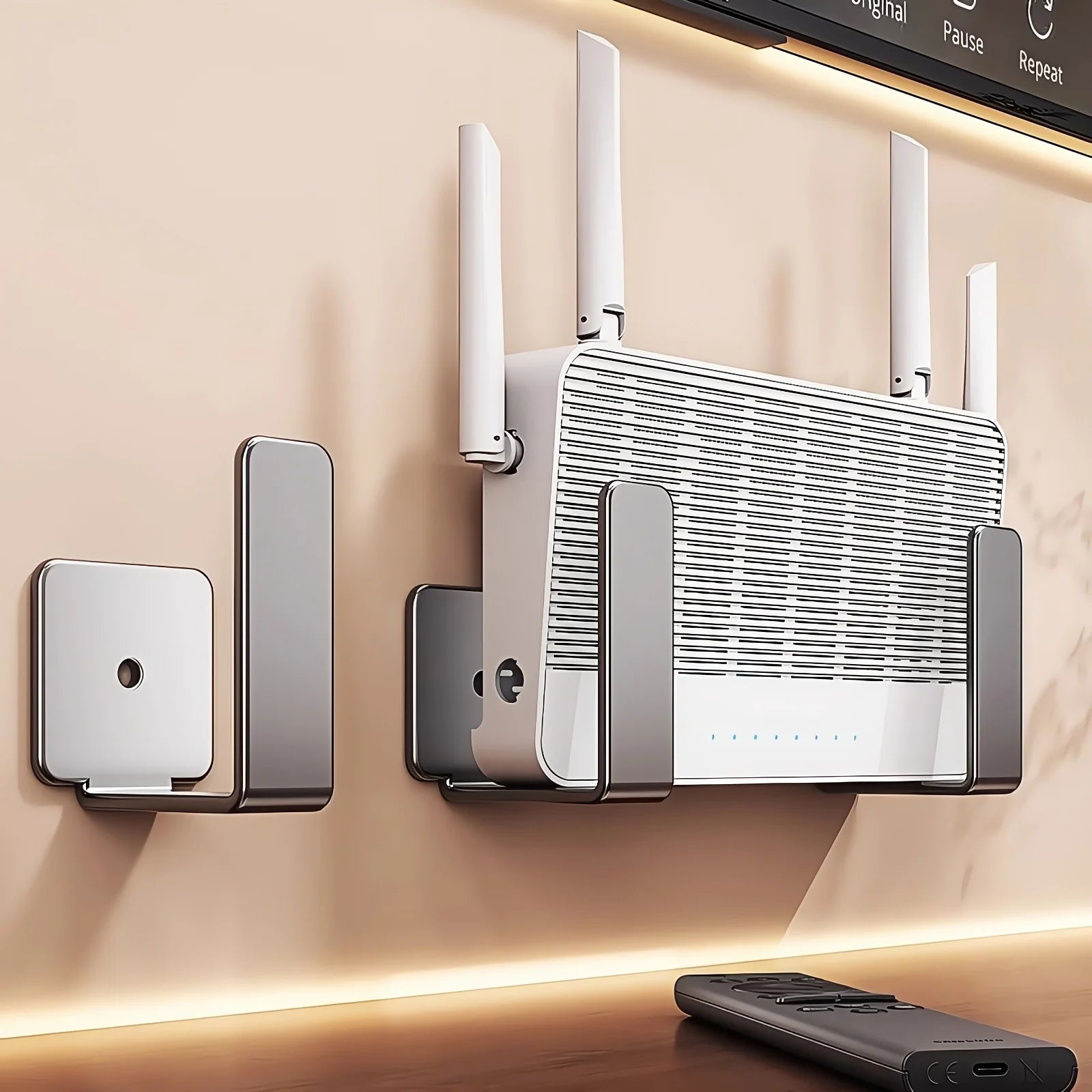 Stainless Steel Router Wall Mount Brackets, No Drill Holder for TV Box & Devices Qme