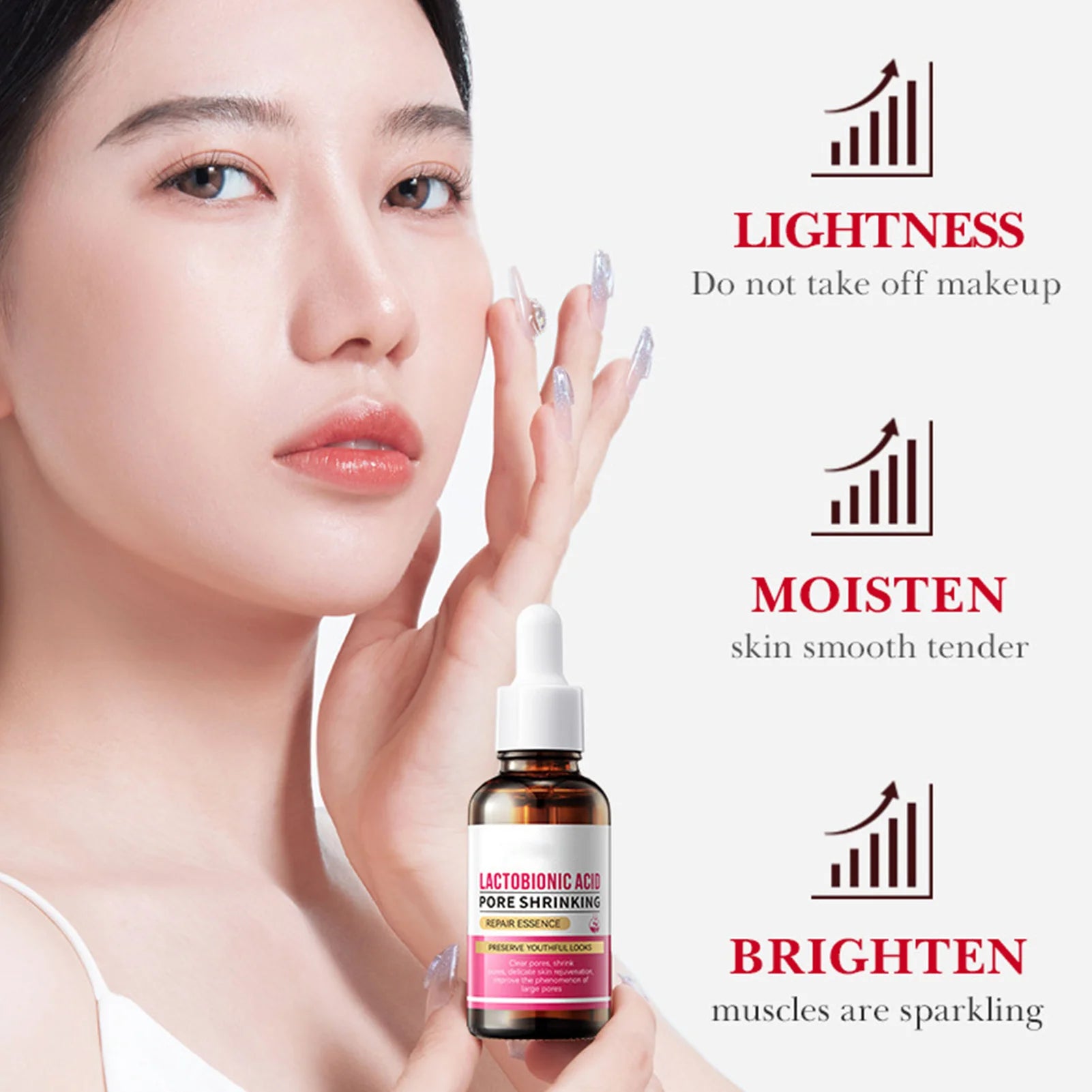 Lactobionic Acid Shrink Pore Essence Hyaluronic Firming Brighten Qme