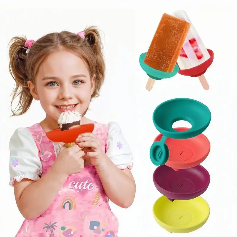 Silicone Popsicle Holder Reusable Anti Drip Ice Cream Sleeve Portable Qme
