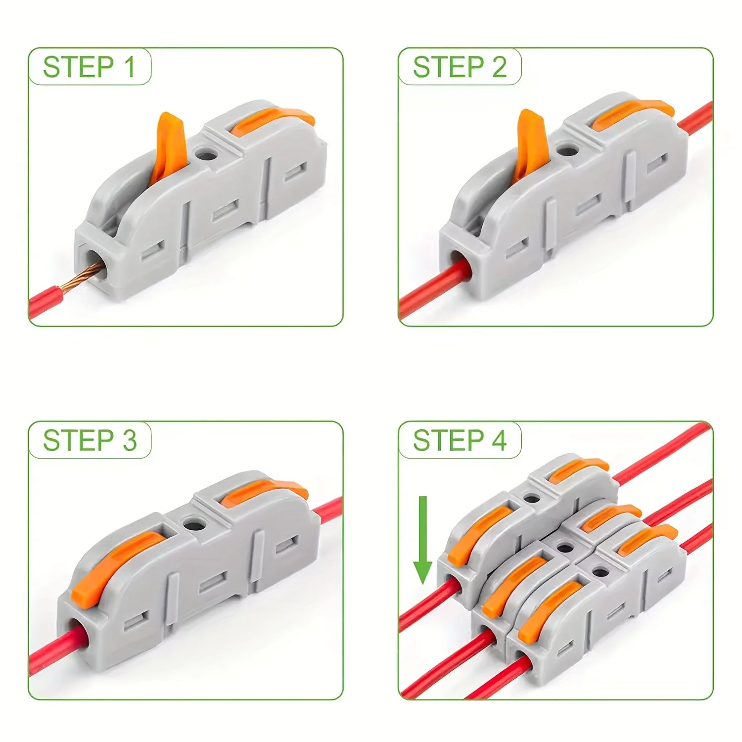 Universal Lever Wire Connectors 1-To-1 Inline Compact Splicing Quick Electrical Connector Reusable Plug In Insulated Terminals Qme