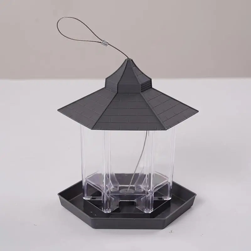 Waterproof Garden Gazebo Hanging Wild Bird Feeder Outdoor Container With Hang Rope Pet Birds Feeding House Type Bird Feeder Qme A10