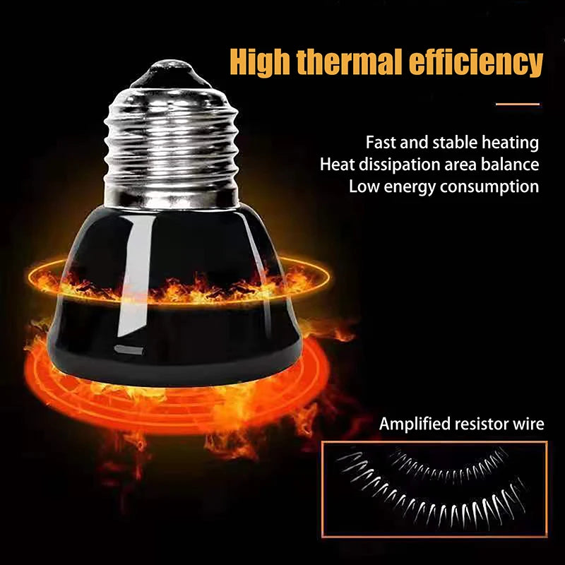 220-240V Far Infrared Heating Lamp Black Ceramic E27 Pet Warmer Bulb Qme