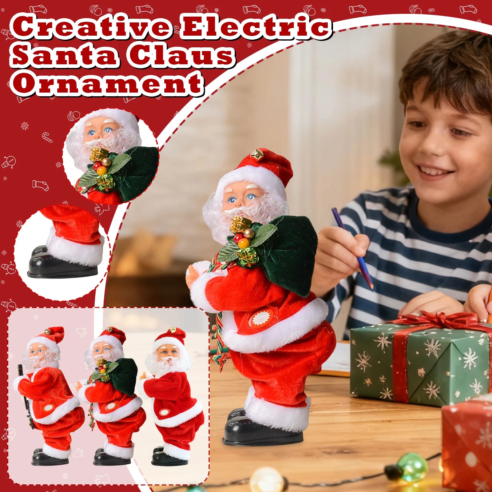 Santa Claus Twerking Elderly Buttock Xmas Figurine Doll for Home Desktop Ornament Music Party Christmas Decoration Gift for Kids Qme