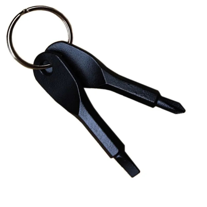 Portable Phillips Slotted Screwdriver Key Ring Keychain Mini Pocket Qme Black