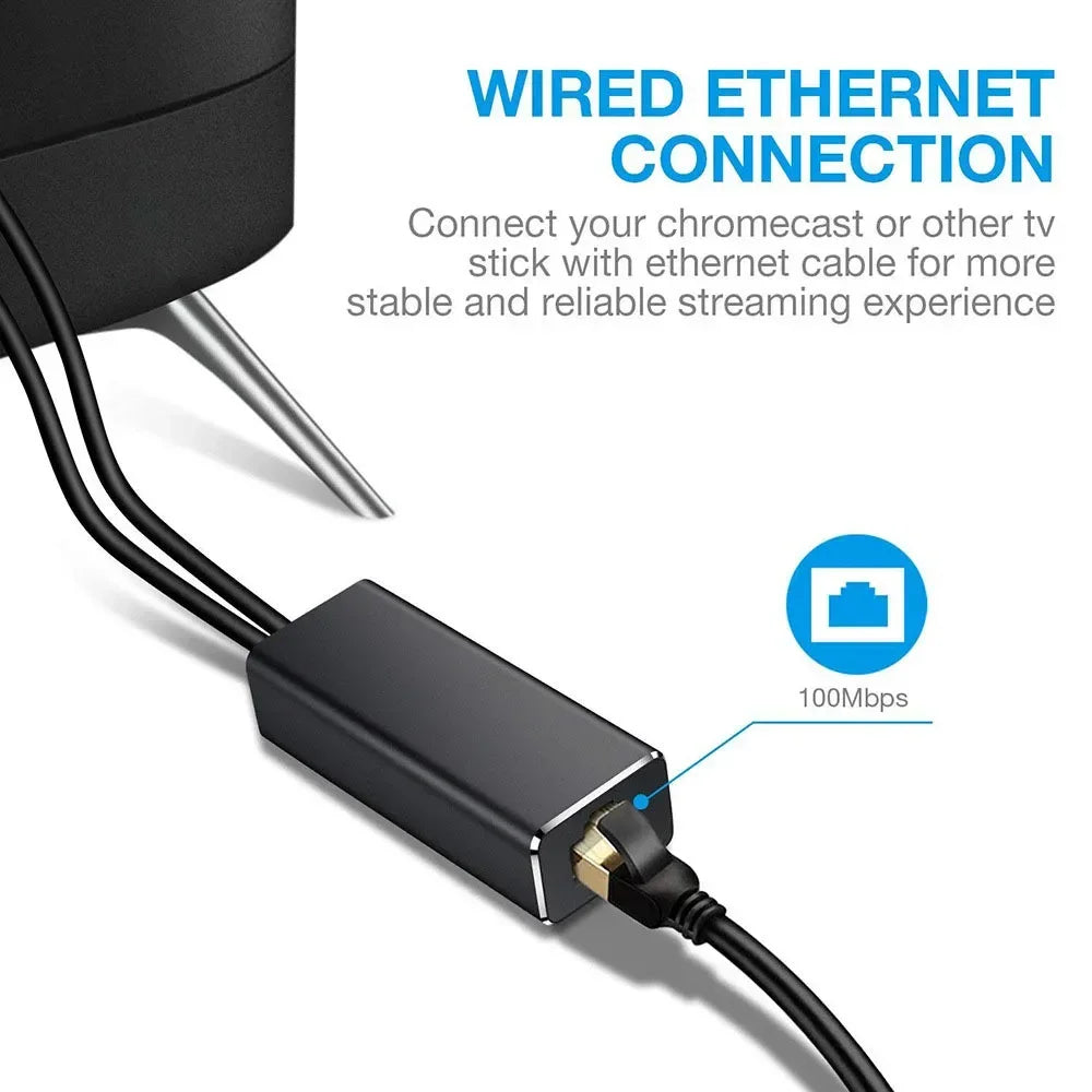 10/100 Mbps USB Ethernet Adapter for Chromecast Micro USB2.0 To RJ45 for Fire TV/Google Chromecast TV Stick USB Network Card Qme