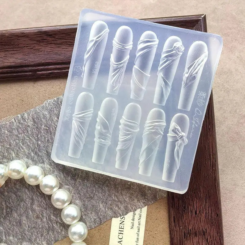 Soft Silk Nail Art Mold DIY Transparency Ribbon Patterns 3D Manicure Qme