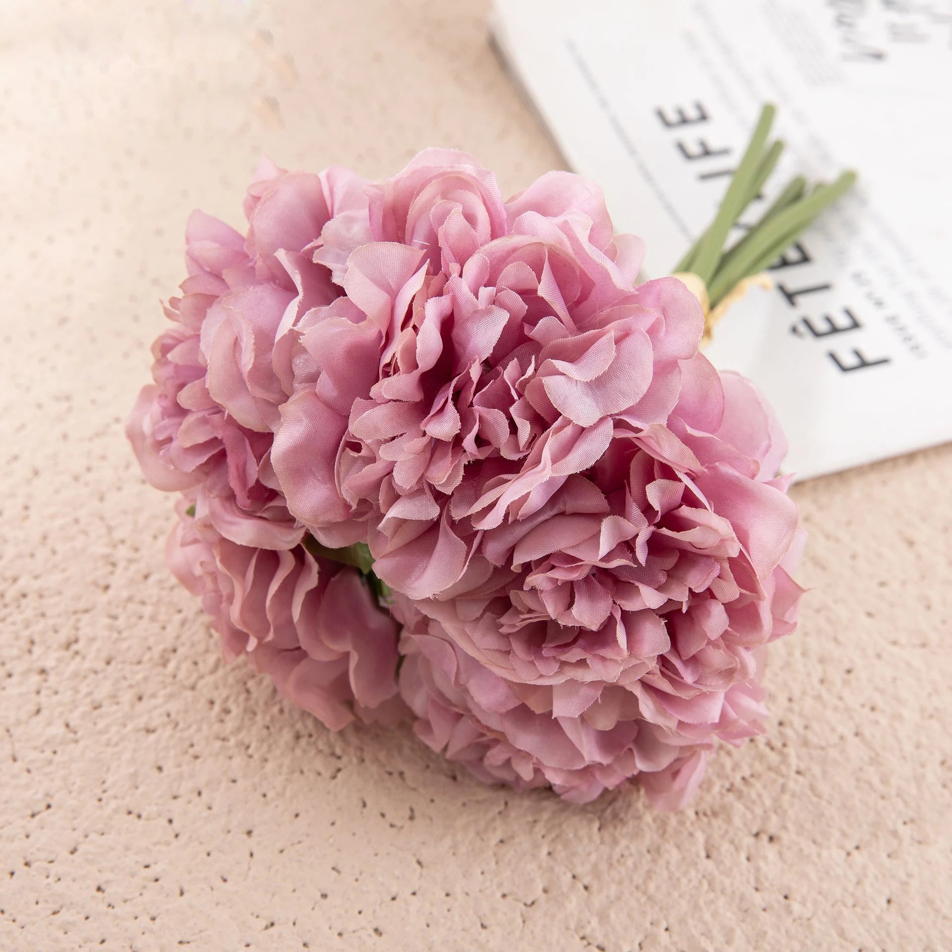 5-pack Peony Flower Bouquet Simulation Wedding Decoration Hand-held Qme