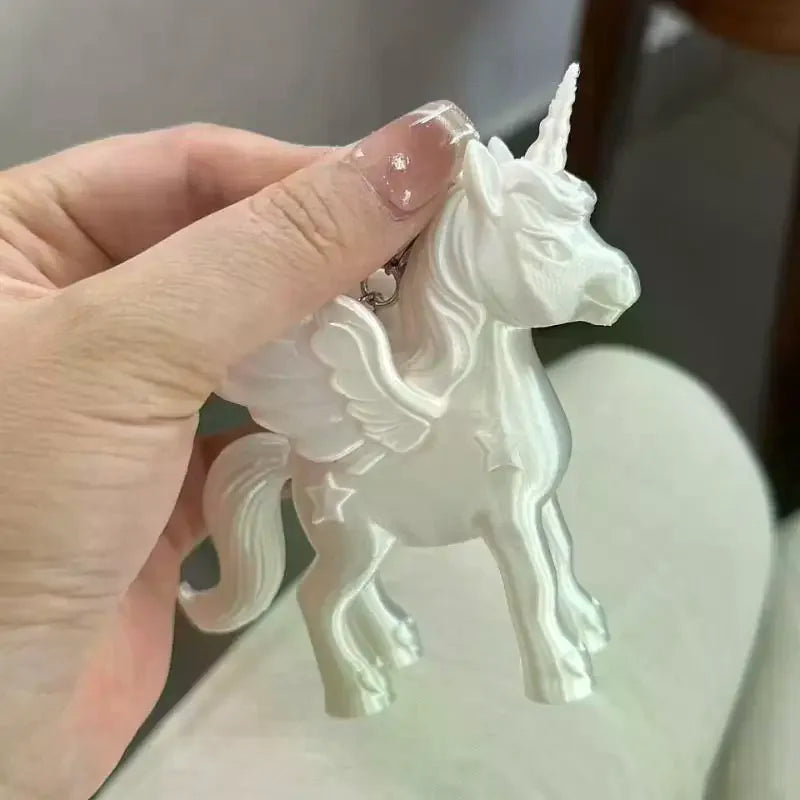 Fashion Pink Pegasus Keychain 3D Printed Cute Bag Charm Heart Clasp Qme