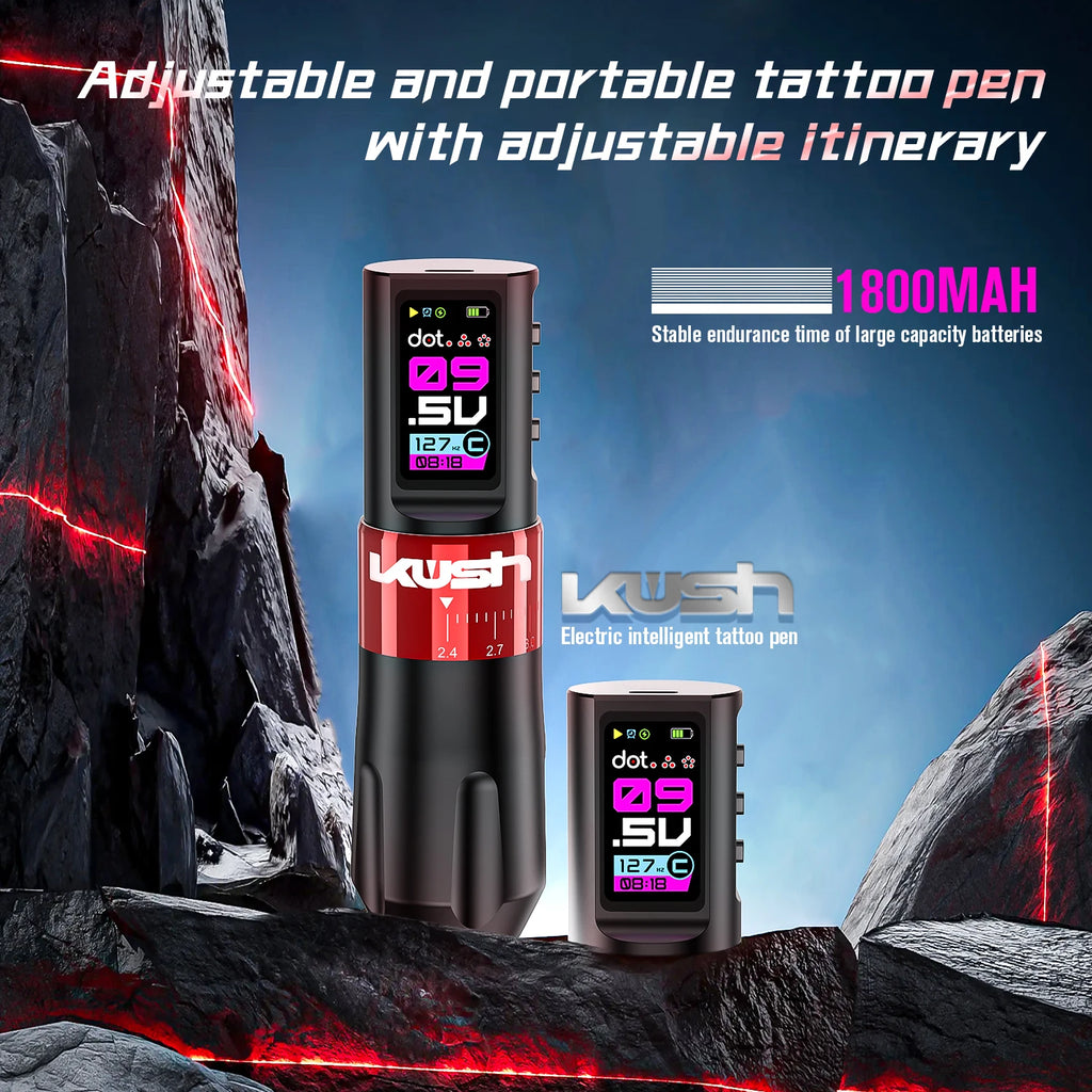 New Wireless Tattoo Machine Pen Adjustable 7 Stroke 2.4-4.2mm With 1800mAh Battery Body Makeup For Tattoo Artists Qme
