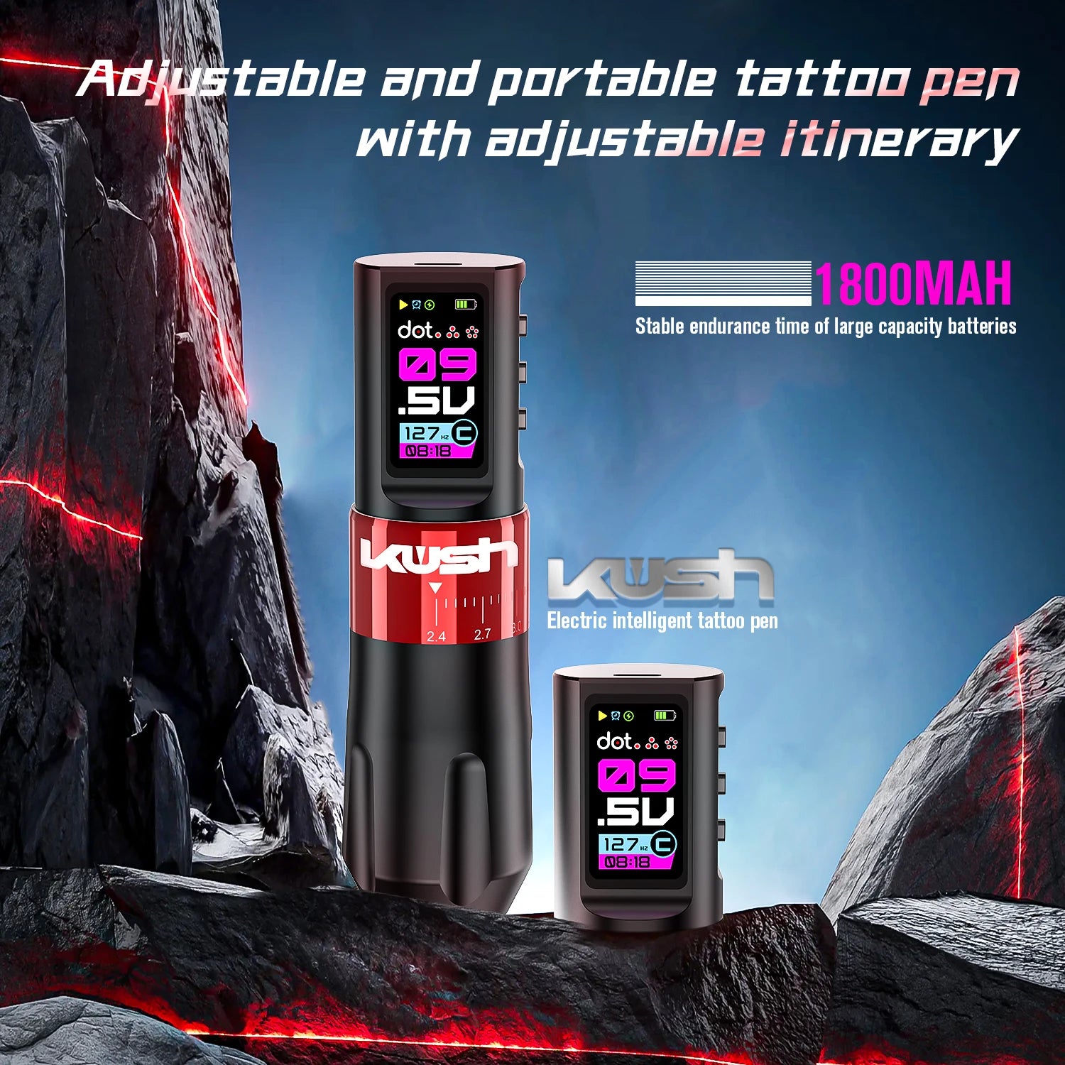 New Wireless Tattoo Machine Pen Adjustable 7 Stroke 2.4-4.2mm With 1800mAh Battery Body Makeup For Tattoo Artists Qme