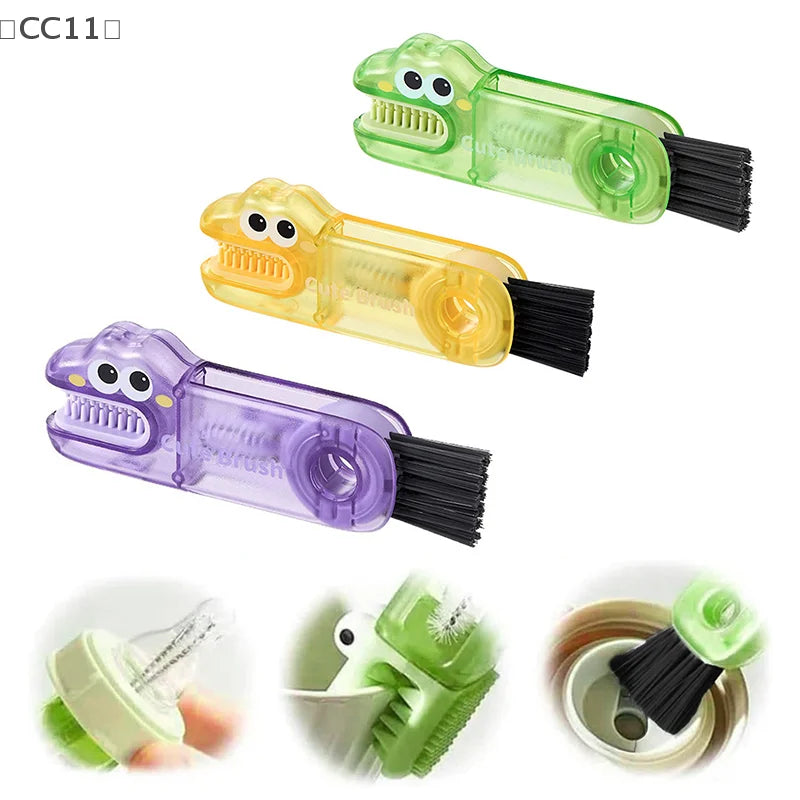 CC113 1 Multifunctional Cup Lid Brush Cute Crocodile Crevice Cleaner Qme