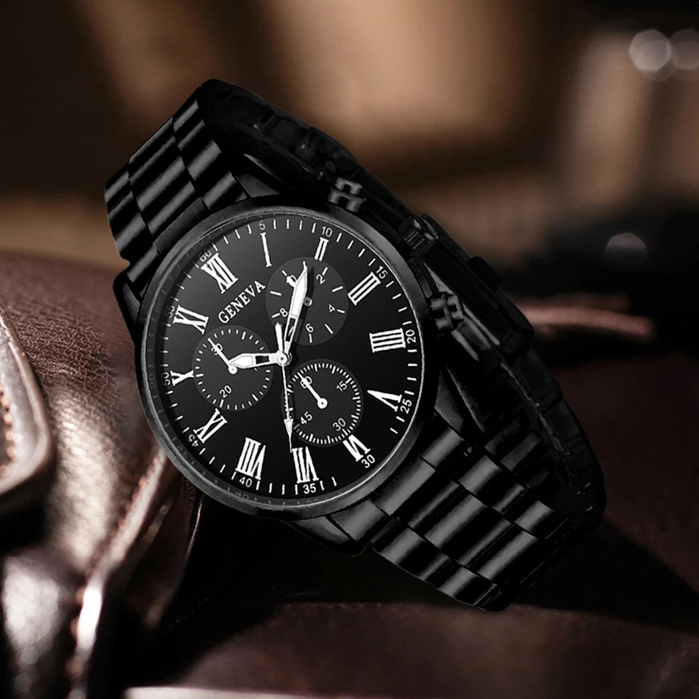 2PCS Men's Watch Set Business Trend Fashion Quartz Watch Set Suitable for Daily Clothing Matching Perfect Gift Qme