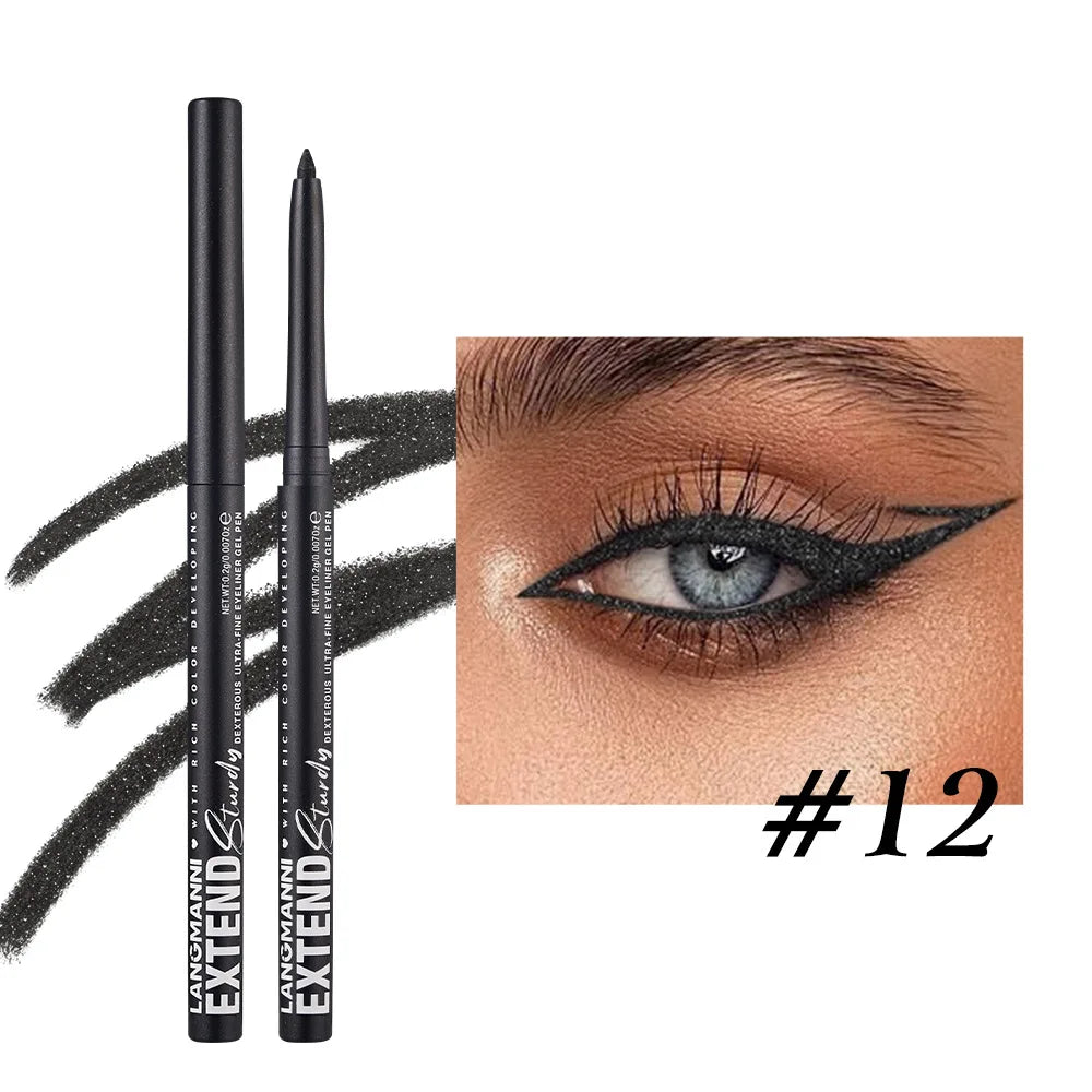Matte Glitter Gel Eyeliner Pencil Smooth Waterproof Blue Brown Eyeliner Fast Dry Matte Concealer Pen Long Lasting Eyes Makeup Qme 12