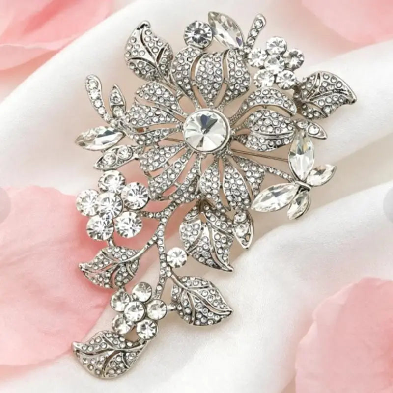 Elegant Crystal Tulip Brooch - Sparkling Pearl & Rhinestone Flower Corsage for Women, Perfect Party Jewelry Gift Qme style 5
